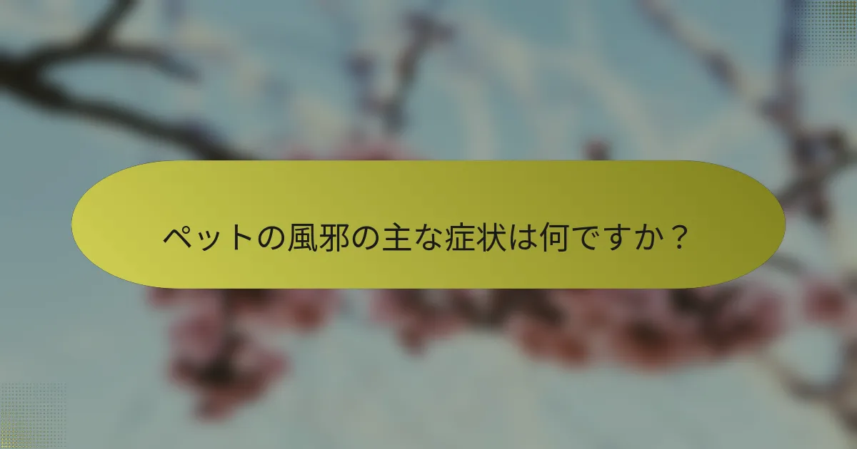 ペットの風邪の主な症状は何ですか？
